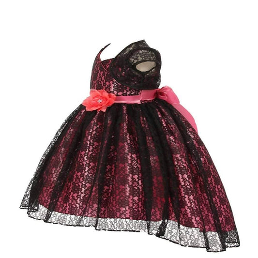 Asmaani Baby Girl's Black Colour Satin A-Line Maxi Full Length Dress (AS-DRESS_22158) - Grab2buy