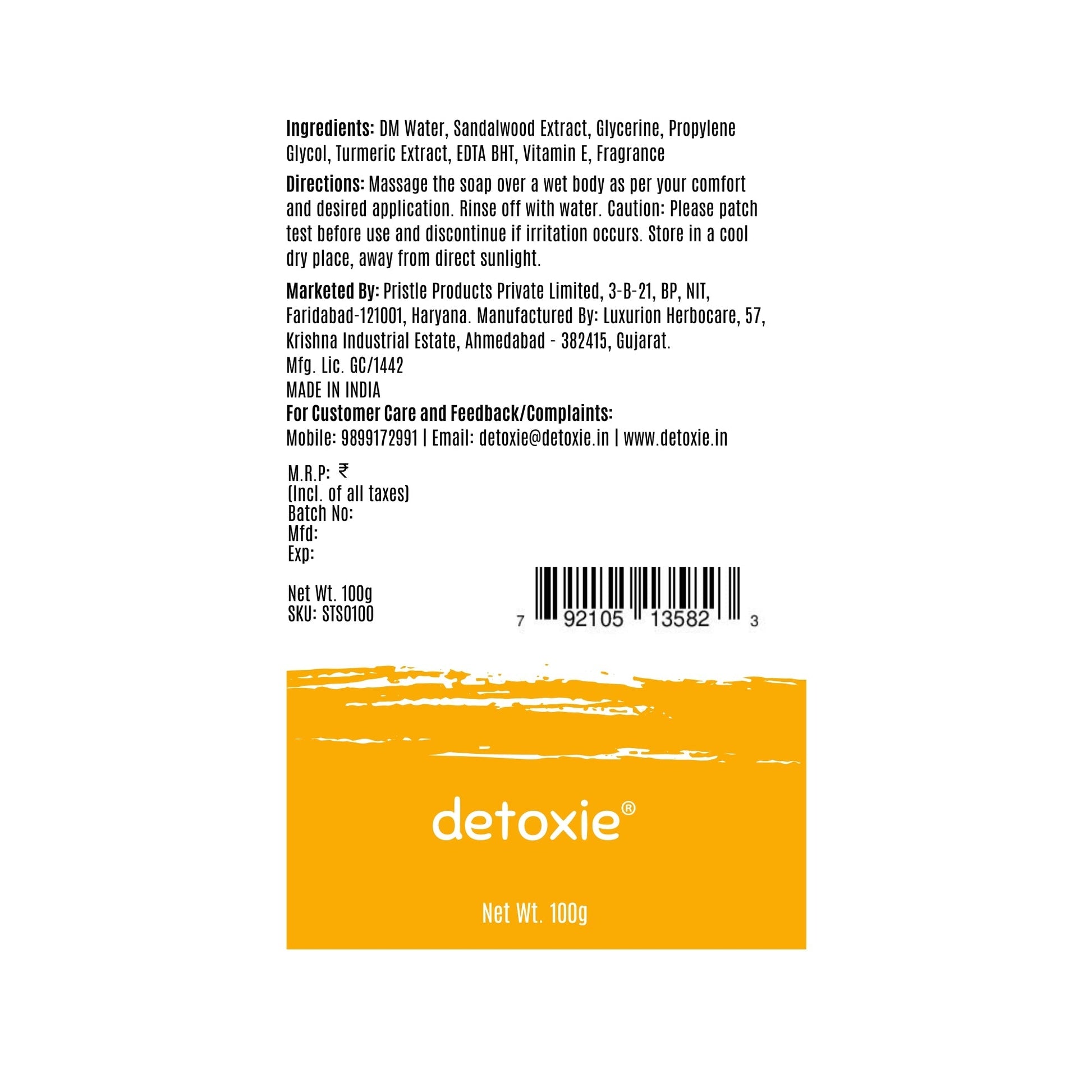 Detoxie Sandalwood Handmade Soap