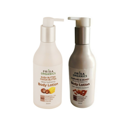 Prisa Organics Shea & Cocoa Butter Body Lotion and Almond & Honey Body Lotion Combo