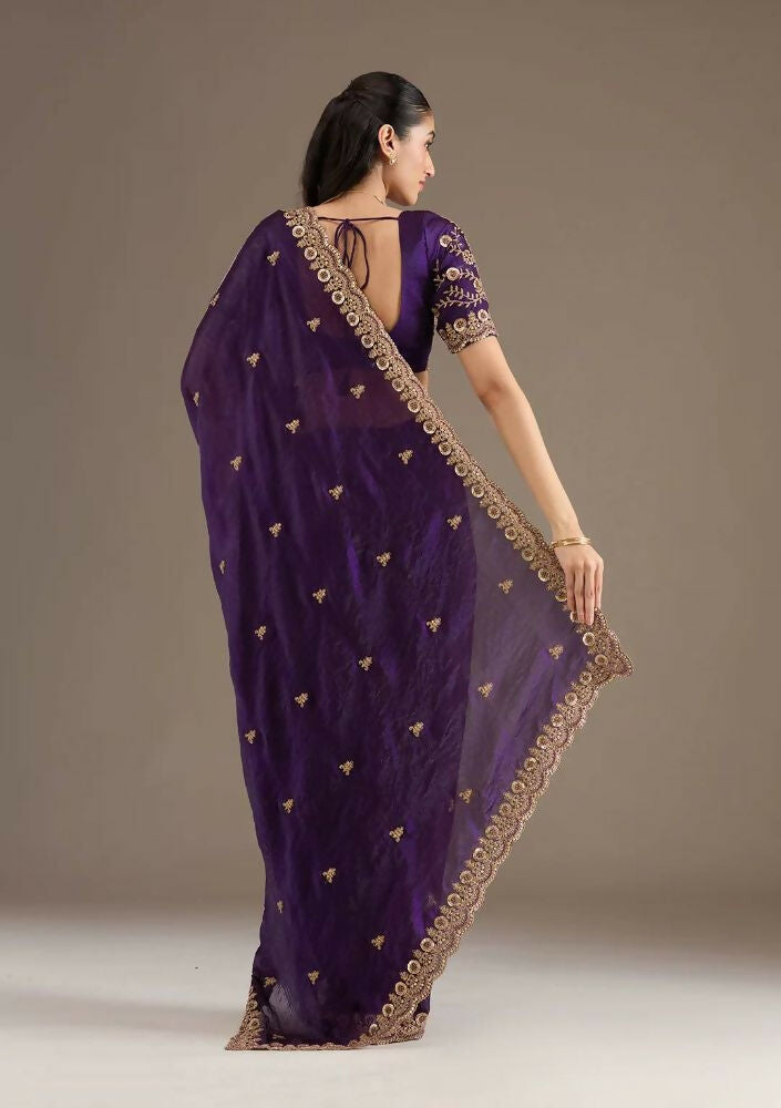 Joban Fashion Blue Frendy Satin Silk Party Wear Sarees