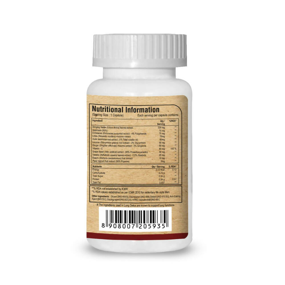 Pure Nutrition Lung Detox with Vitamin C & Grape Seed Extract Veg Capsules 