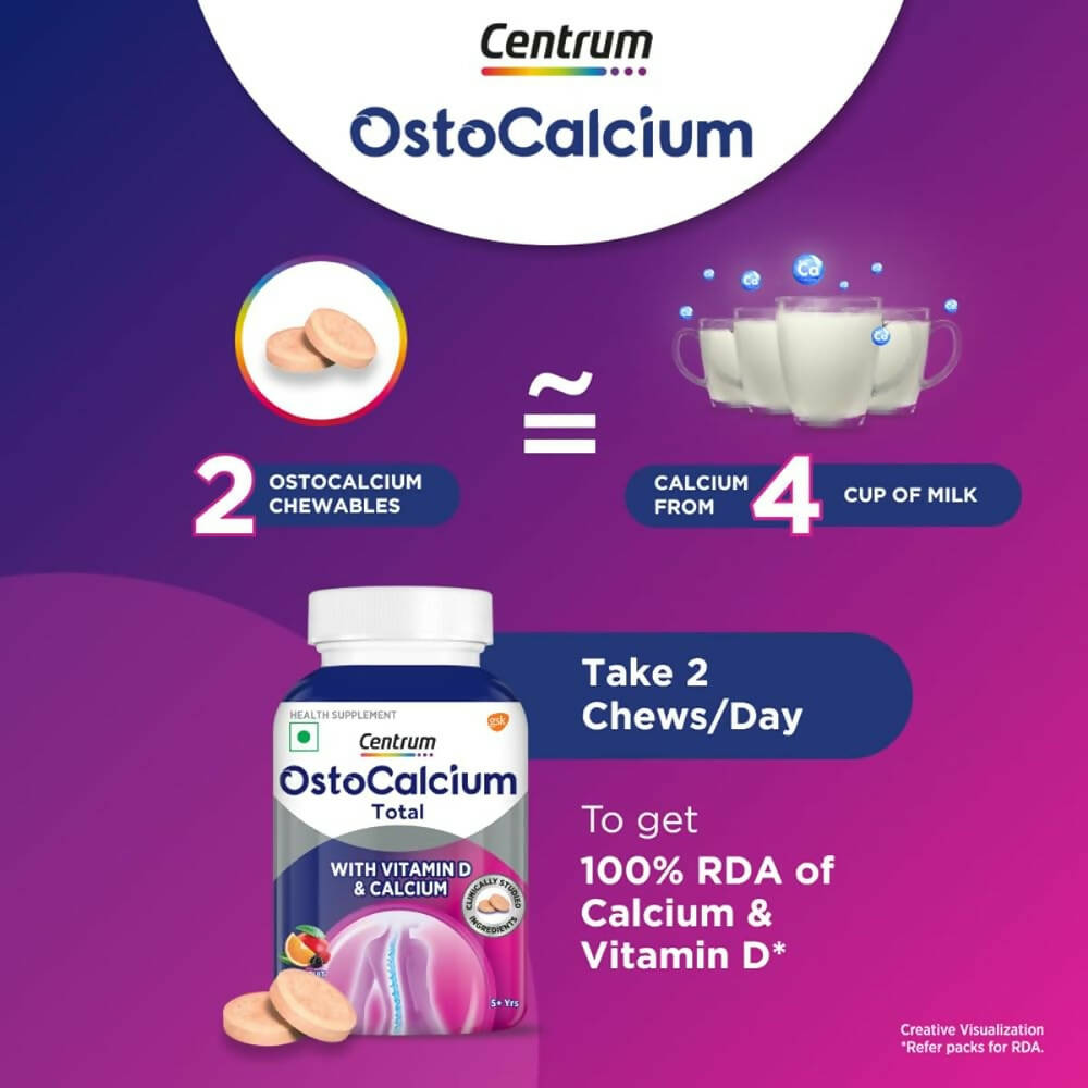 Centrum OstoCalcium Total Chewables Tablets for Kids - Mixed Fruit 