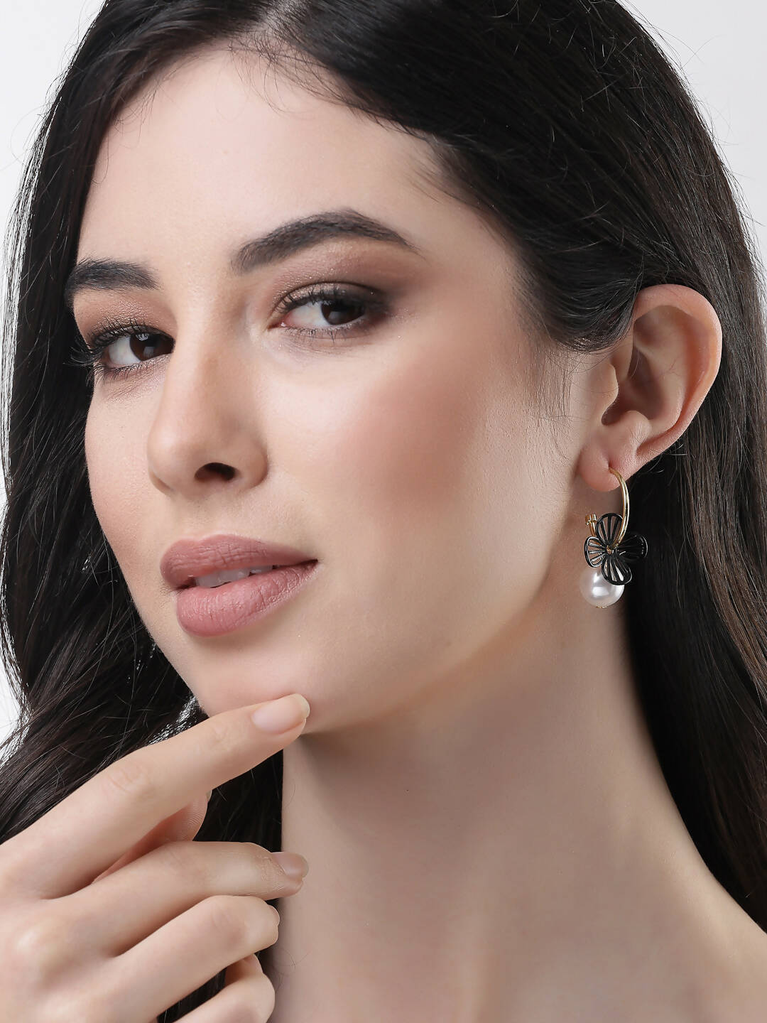 NVR Women Gold-Toned Teardrop Shaped Drop Earrings 