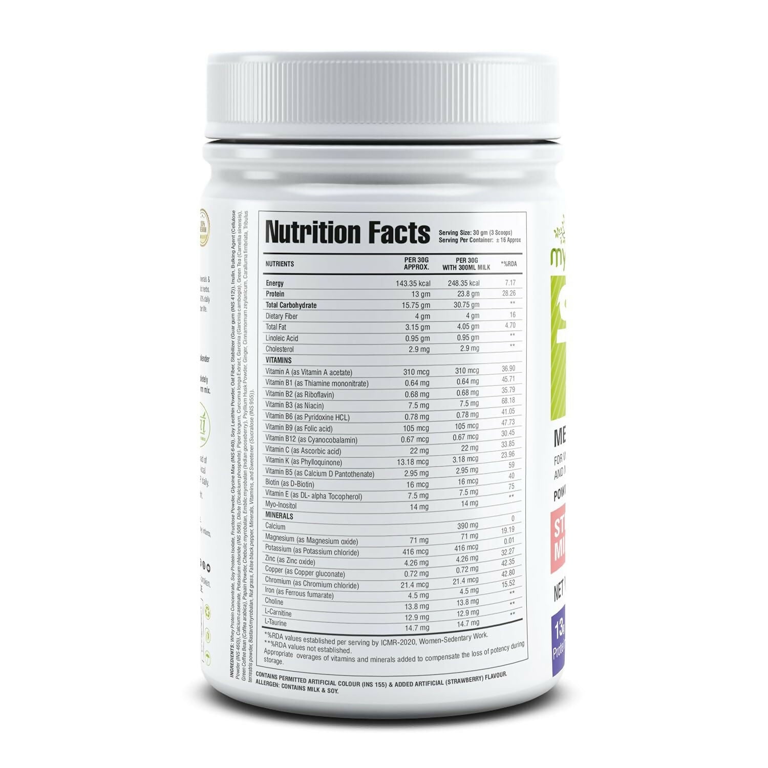 Myherb Slim Up Meal Replacement Shake With 16 Natural Herbal Blend For Men & Women - Strawberry Milk Shake 
