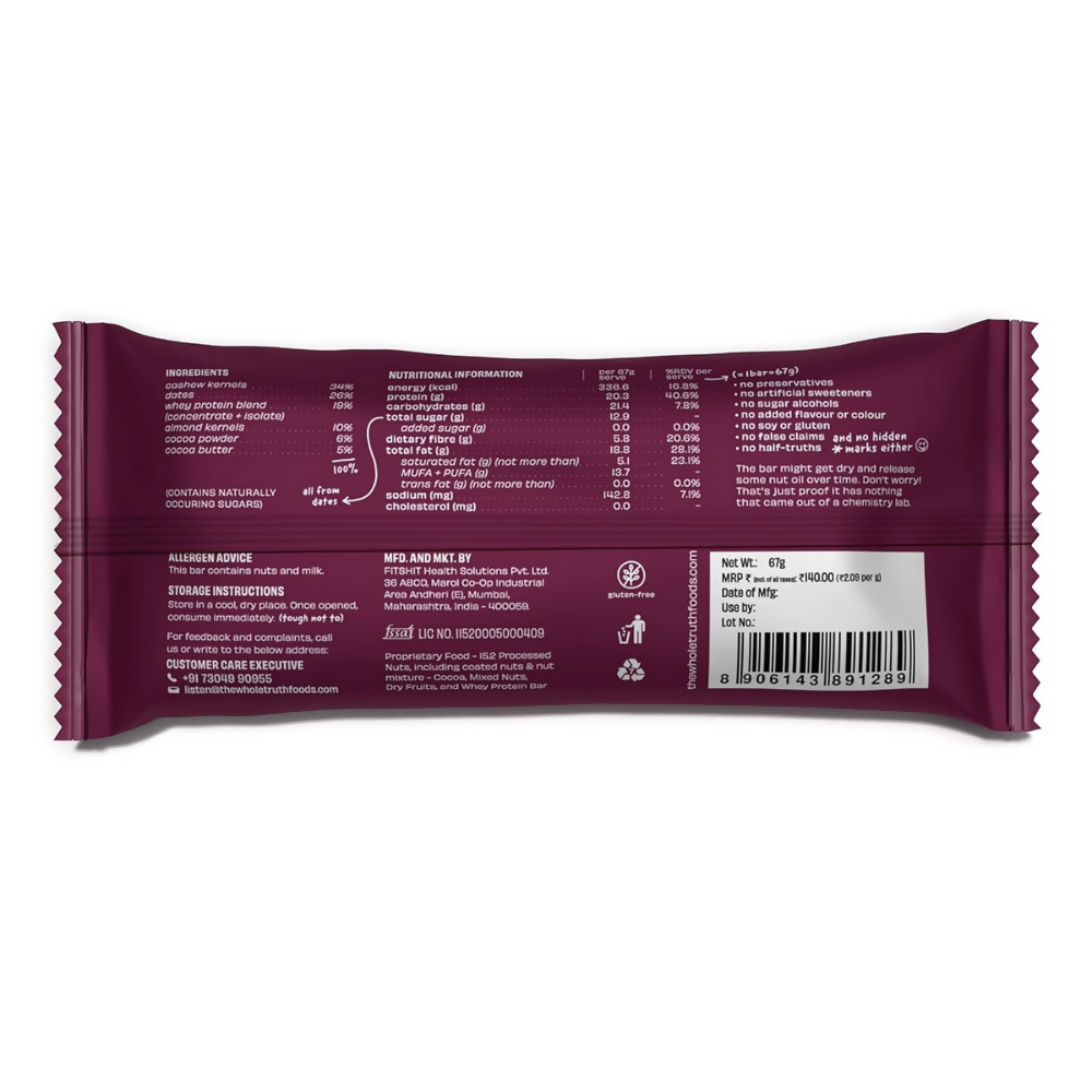 The Whole Truth High Protein Double Cocoa Protein Bar  Grab2Buy The Whole Truth Grab2Buy