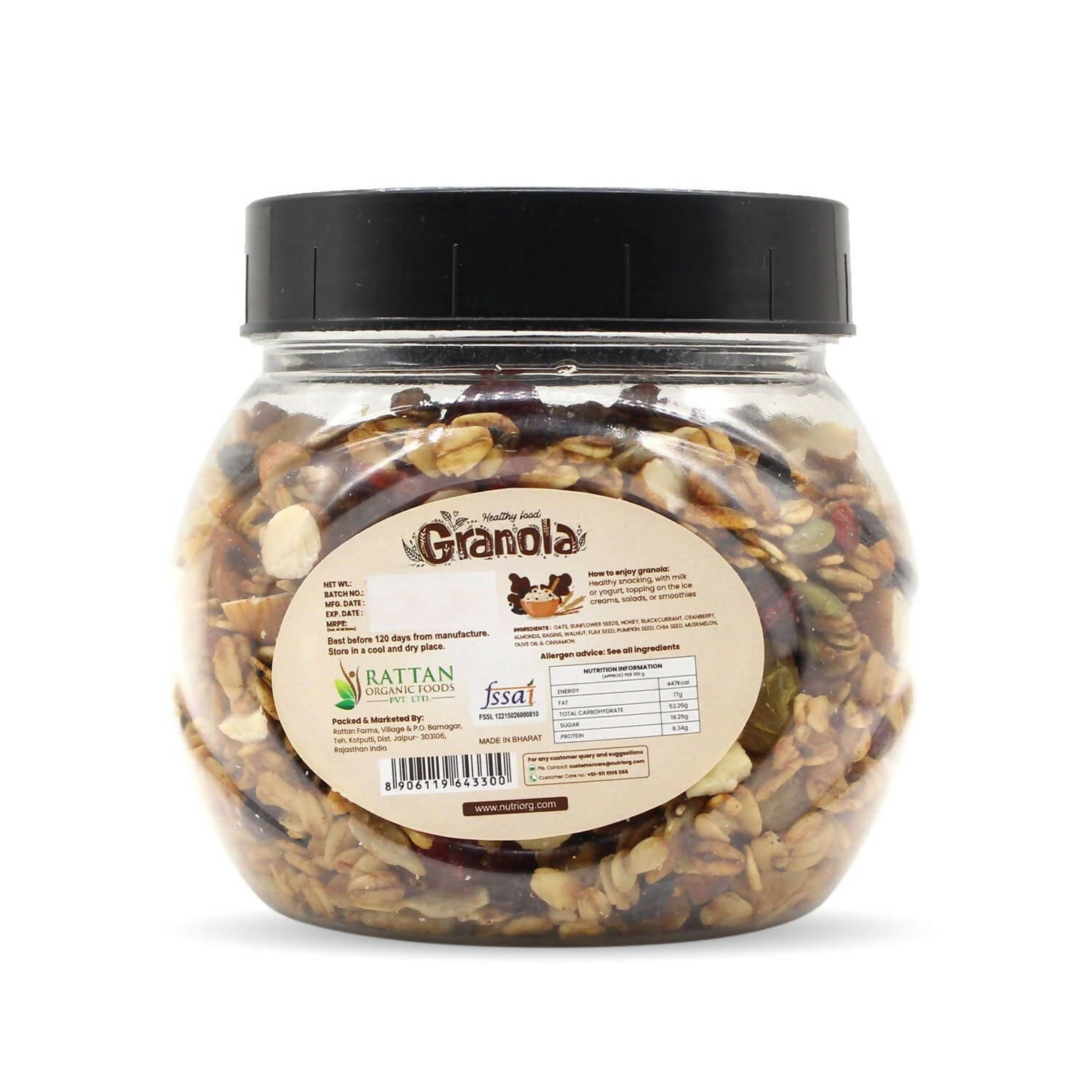Nutriorg Crunchy Granola Seeds & Dry Fruit Flavor 