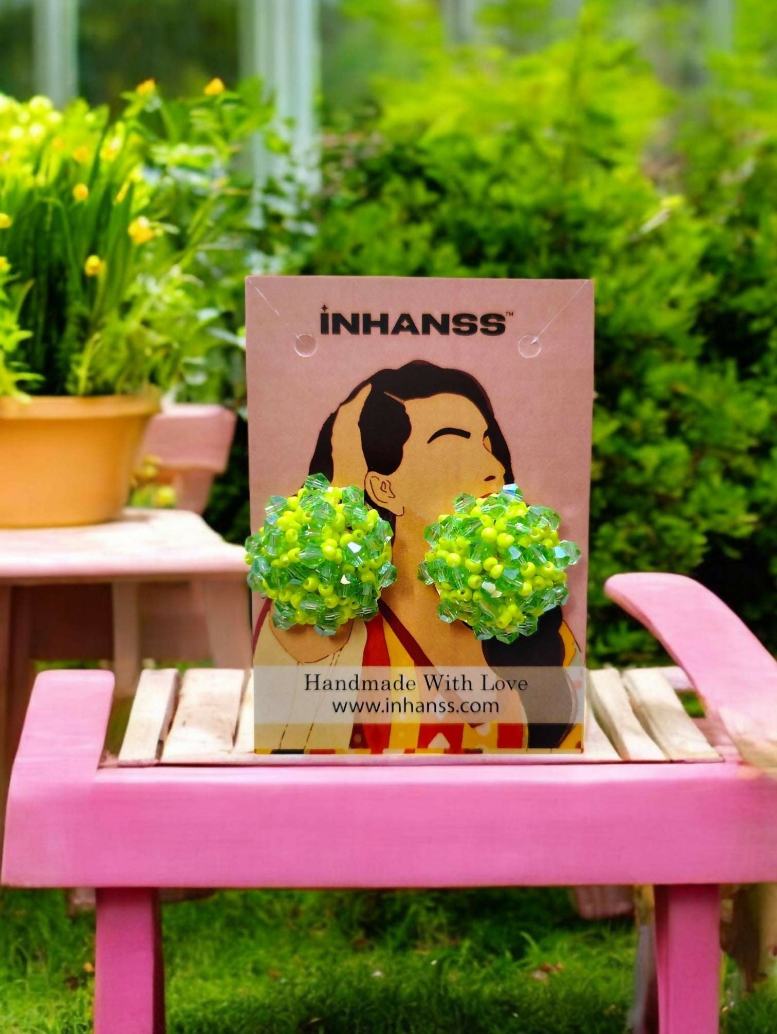 Inhanns Small Statement Studs Earrings - Neon