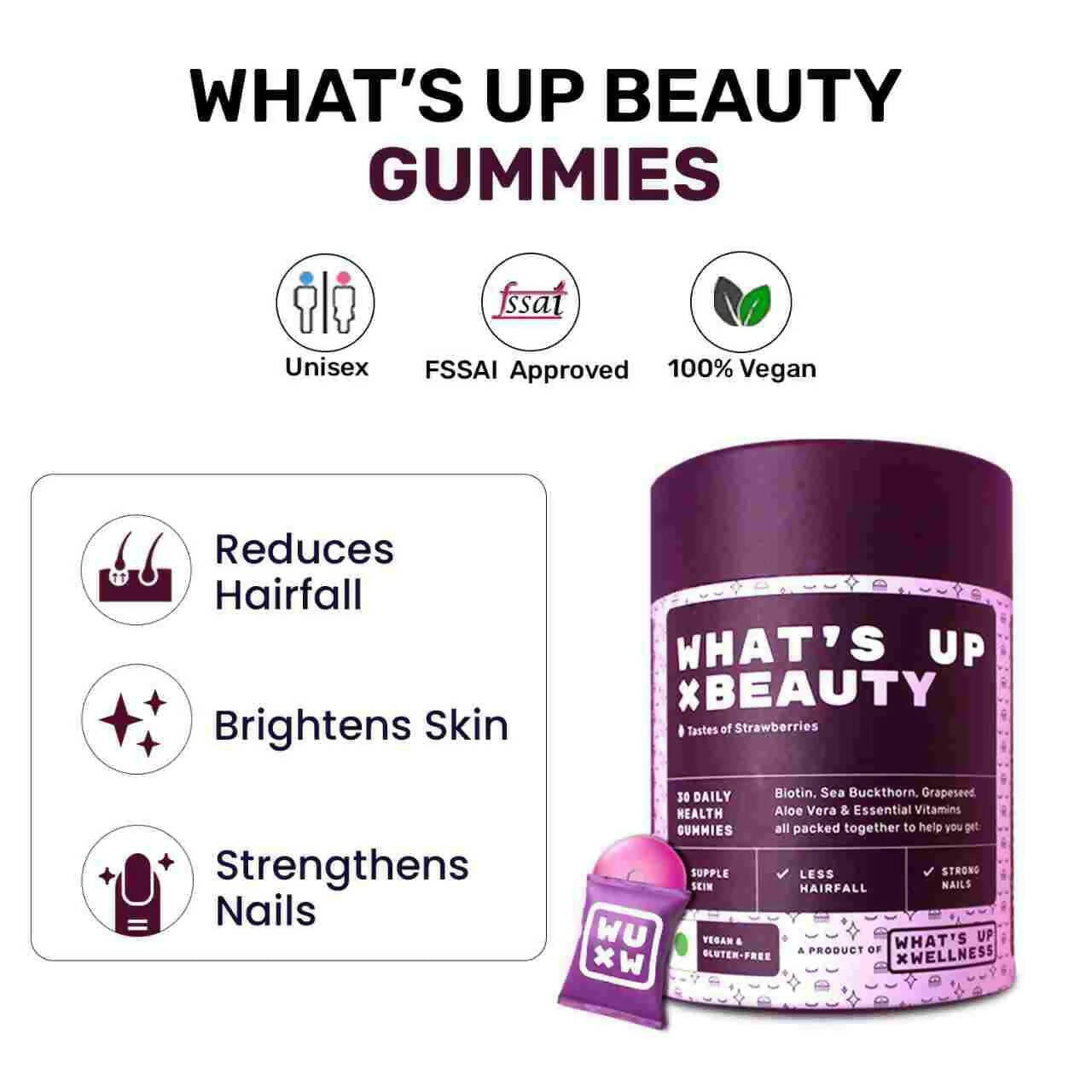 What’s Up Wellness Beauty Skin & Hair Gummies  Grab2Buy What’s Up Wellness Grab2Buy