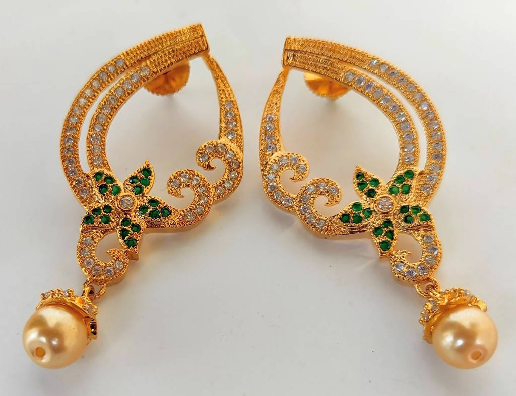 Green CZ Danglers - Grab2buy