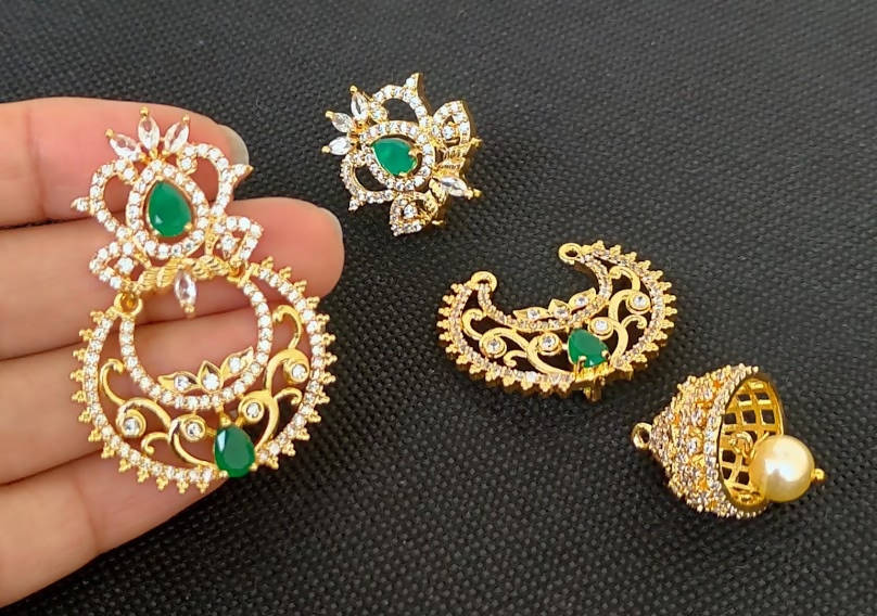 AD Emeralds Designer Jhumkas for party wear