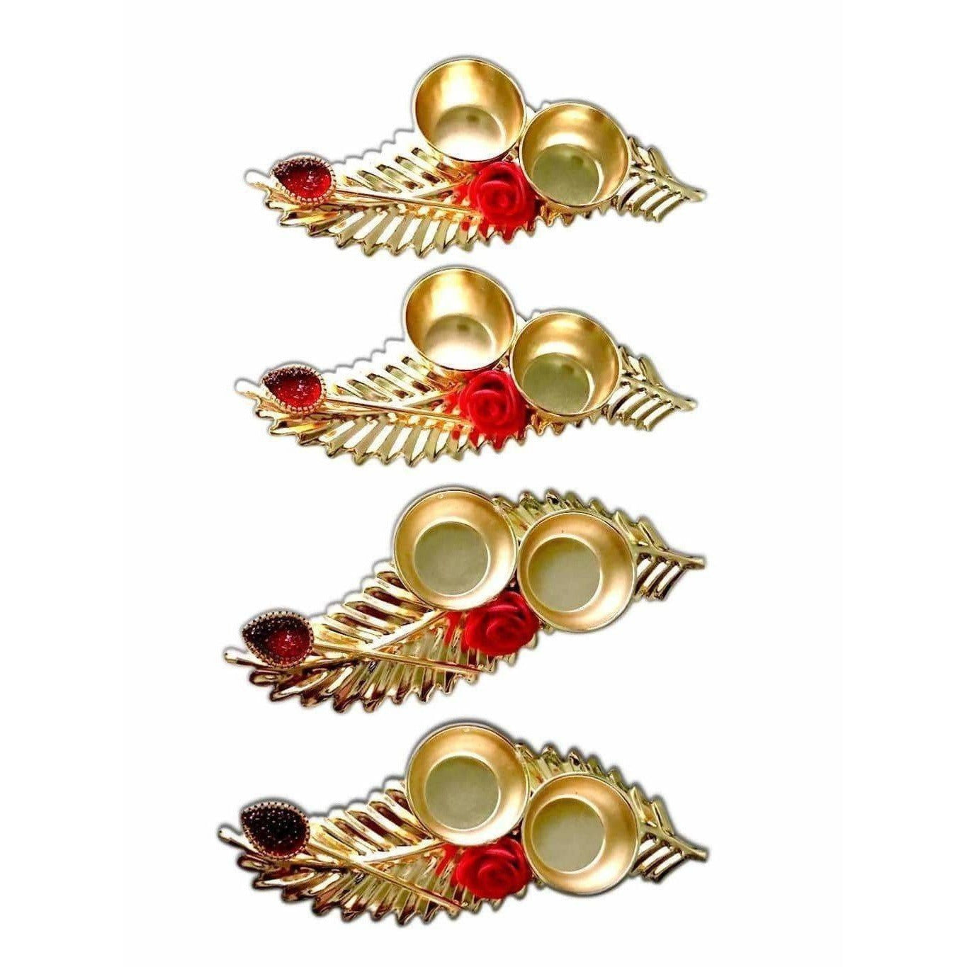 Leaf Shaped Haldi Kumkum Holder - 1 Piece - Grab2buy