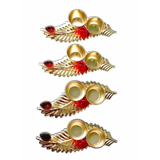 Leaf Shaped Haldi Kumkum Holder - 1 Piece - Grab2buy