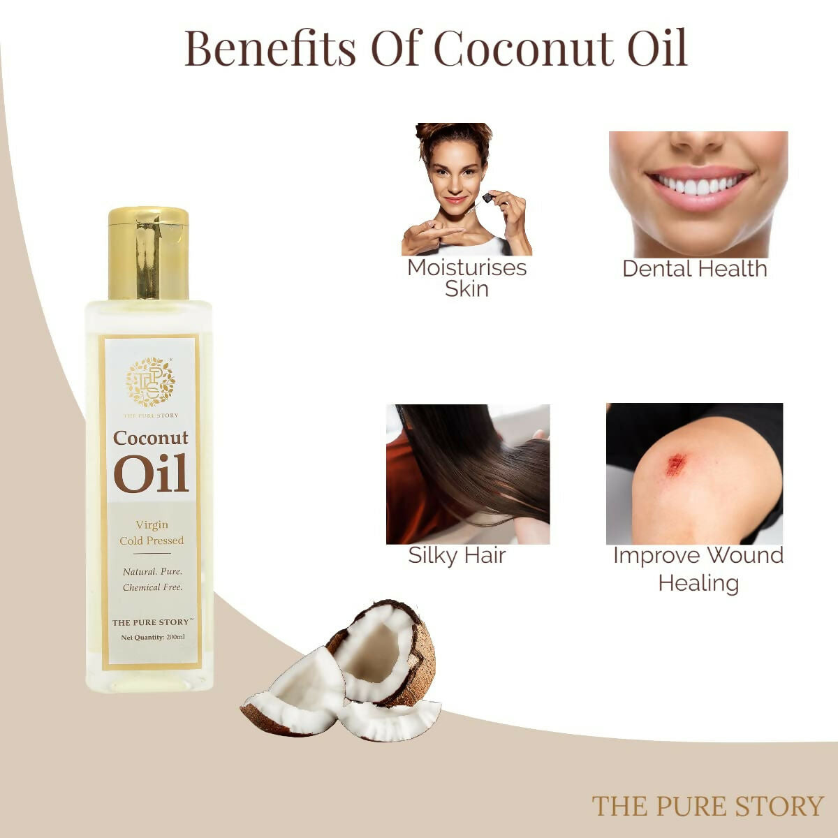 The Pure Story Natural Cold Pressed Coconut Hair Oil  Grab2Buy The Pure Story Grab2Buy