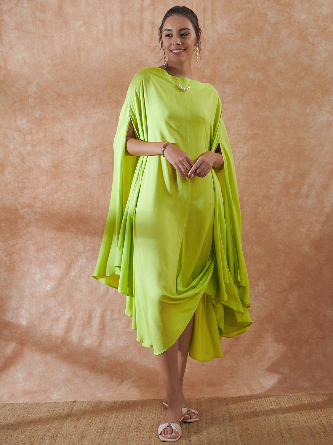InWeave Lime Green Rayon Cowel Style Kaftan 