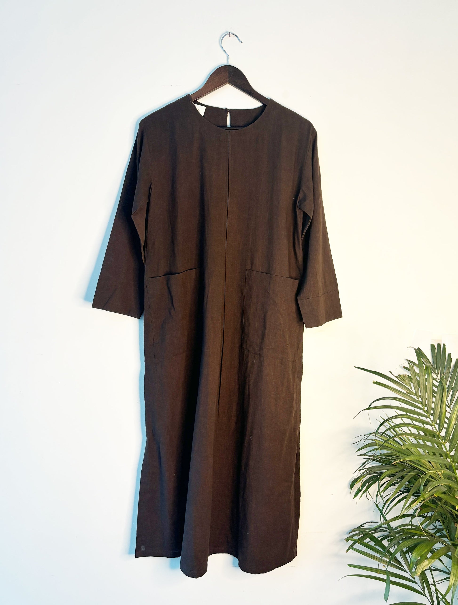trueBrowns Beige Slub Dress 