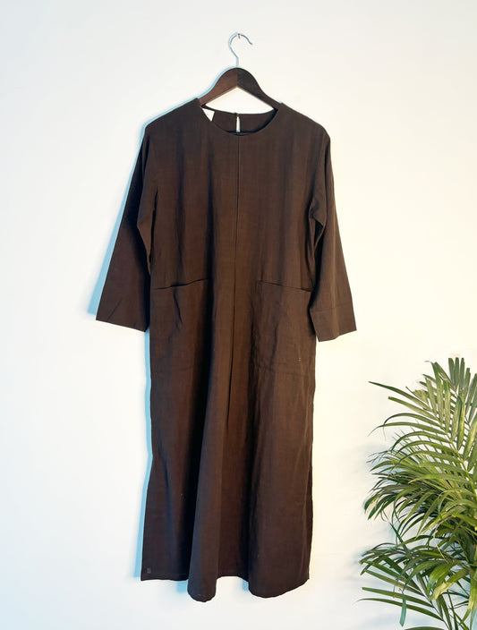 trueBrowns Beige Slub Dress 