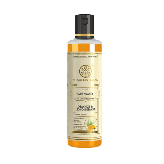 Khadi Natural Herbal Orange & Lemongrass Face Wash SLS & Paraben Free - 210ml 