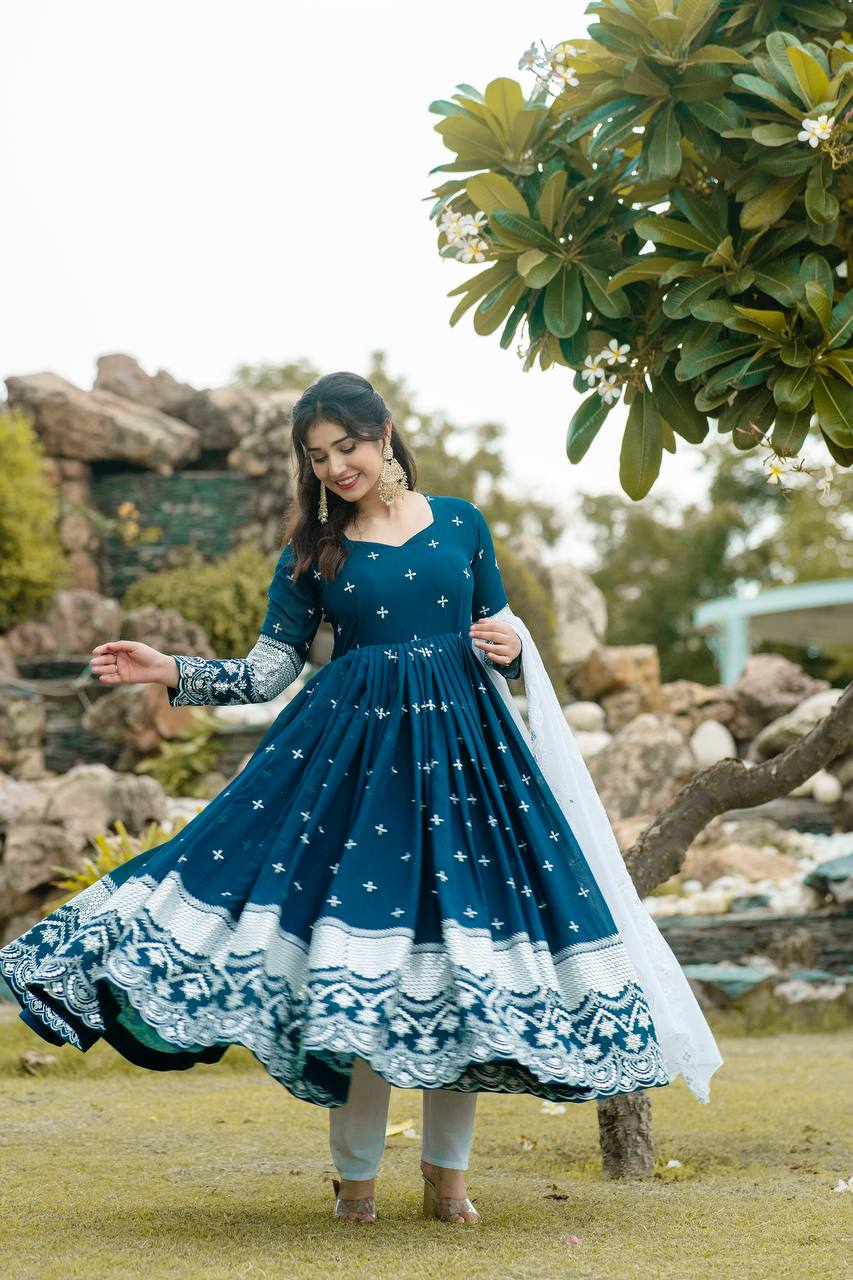 Yash Enterprise Navy Blue Fux Georgette With Emboidery Work Slwar Suits Stitched  Grab2Buy Yash Enterprise Grab2Buy