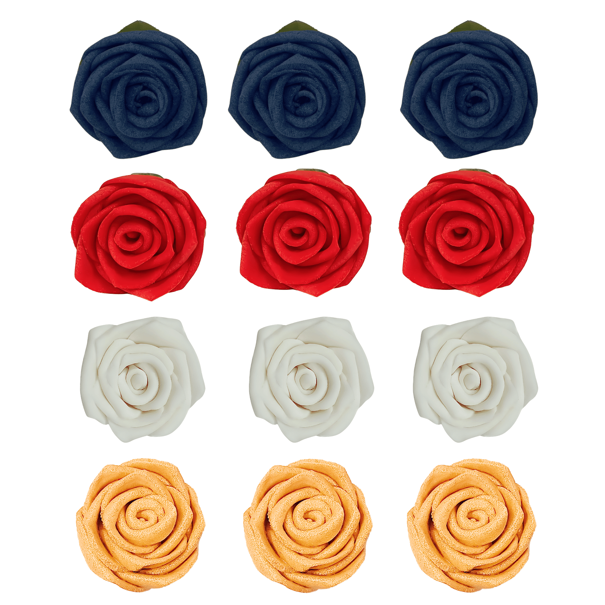 Confect Edible Sugar Roses Cake Toppers - Pack of 12 (04)