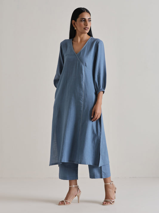 trueBrowns Light Blue Kurta Pant Set 