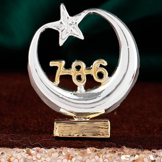 Estele Gold-Polished Spiritual 786 Chand Taara Idol for Home Decorative/ Car Dashboard 