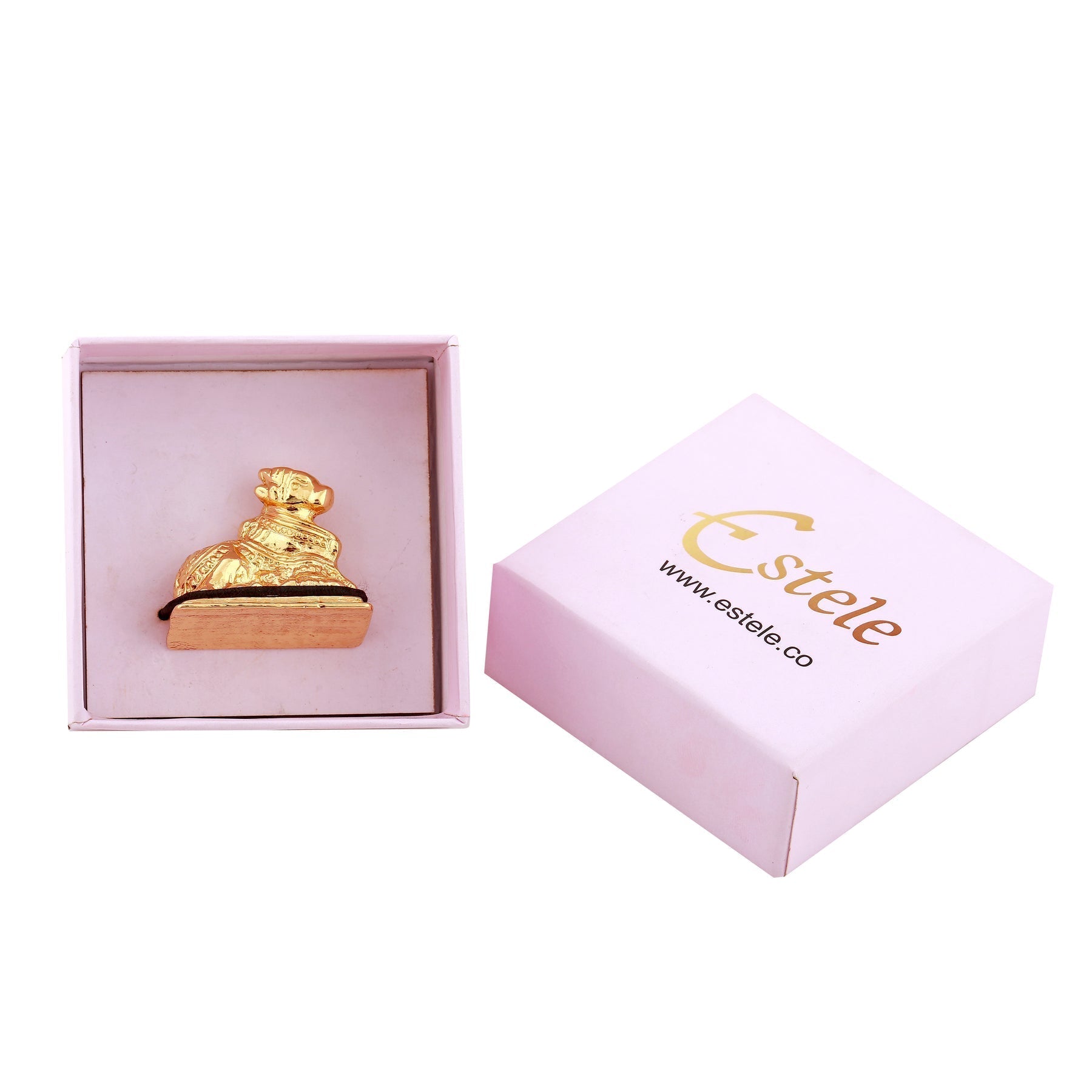 Estele Gold-Polished Lord Nandikeshwara Idol for Home/Car Decor 