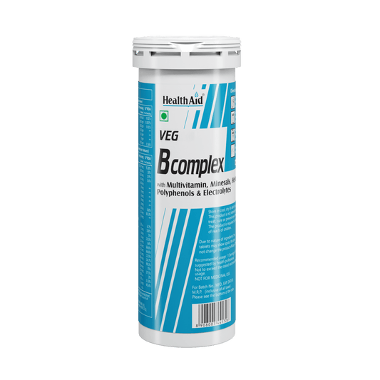 HealthAid Vegan B Complex with Multivitamins & Electrolytes Mango Flavour Effervescent Tablets 