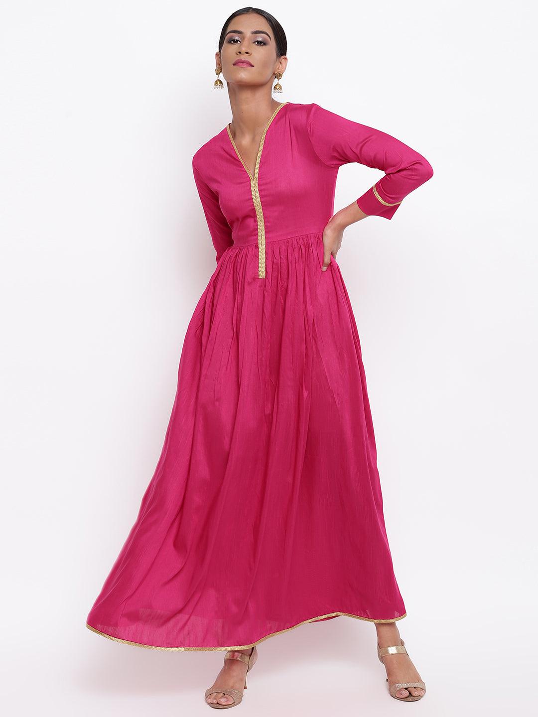 trueBrowns Pink Gold Lace Dress 