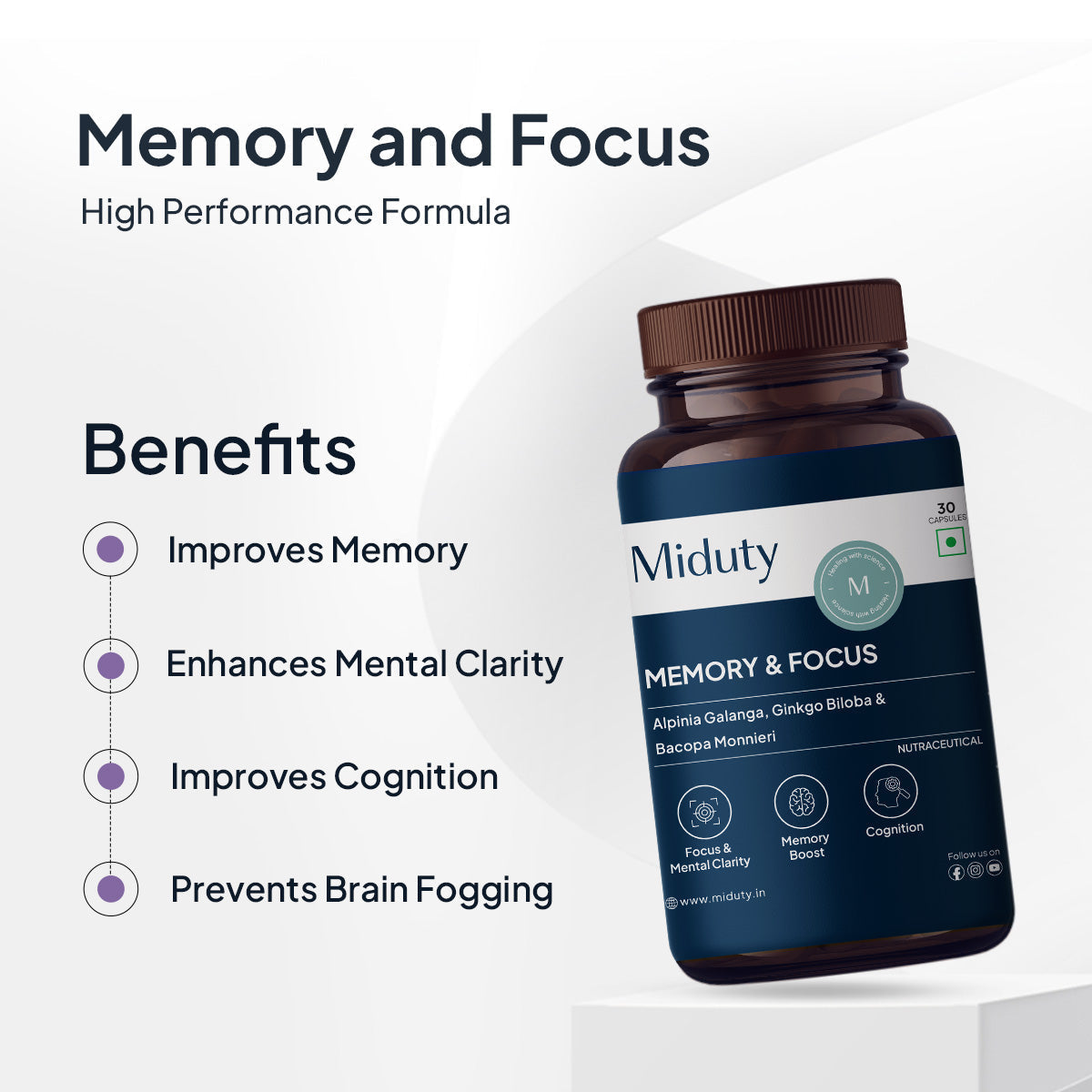 Miduty by Palak Notes Memory & Focus Capsules - Grab2buy