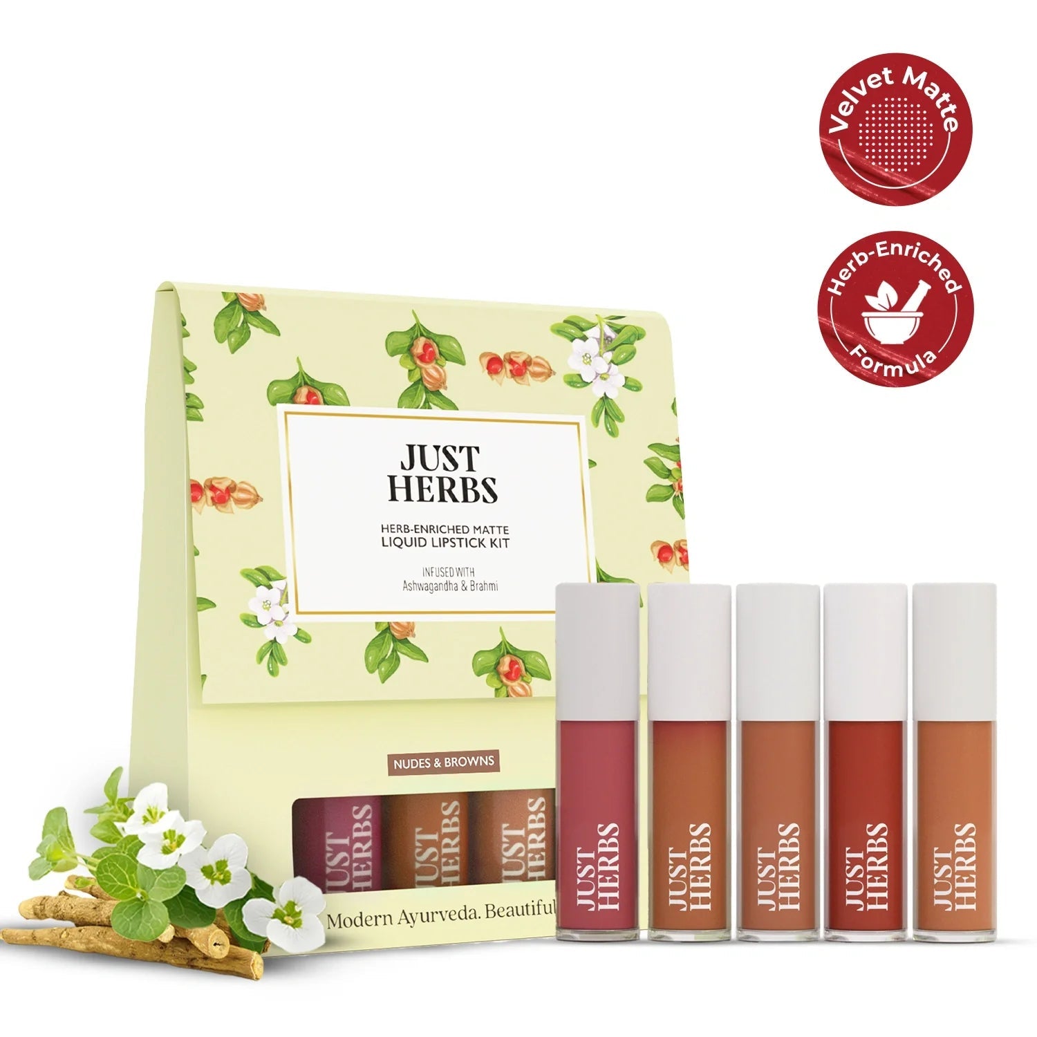 Herb Enriched Matte Liquid Lipstick Kit- Set of 5 