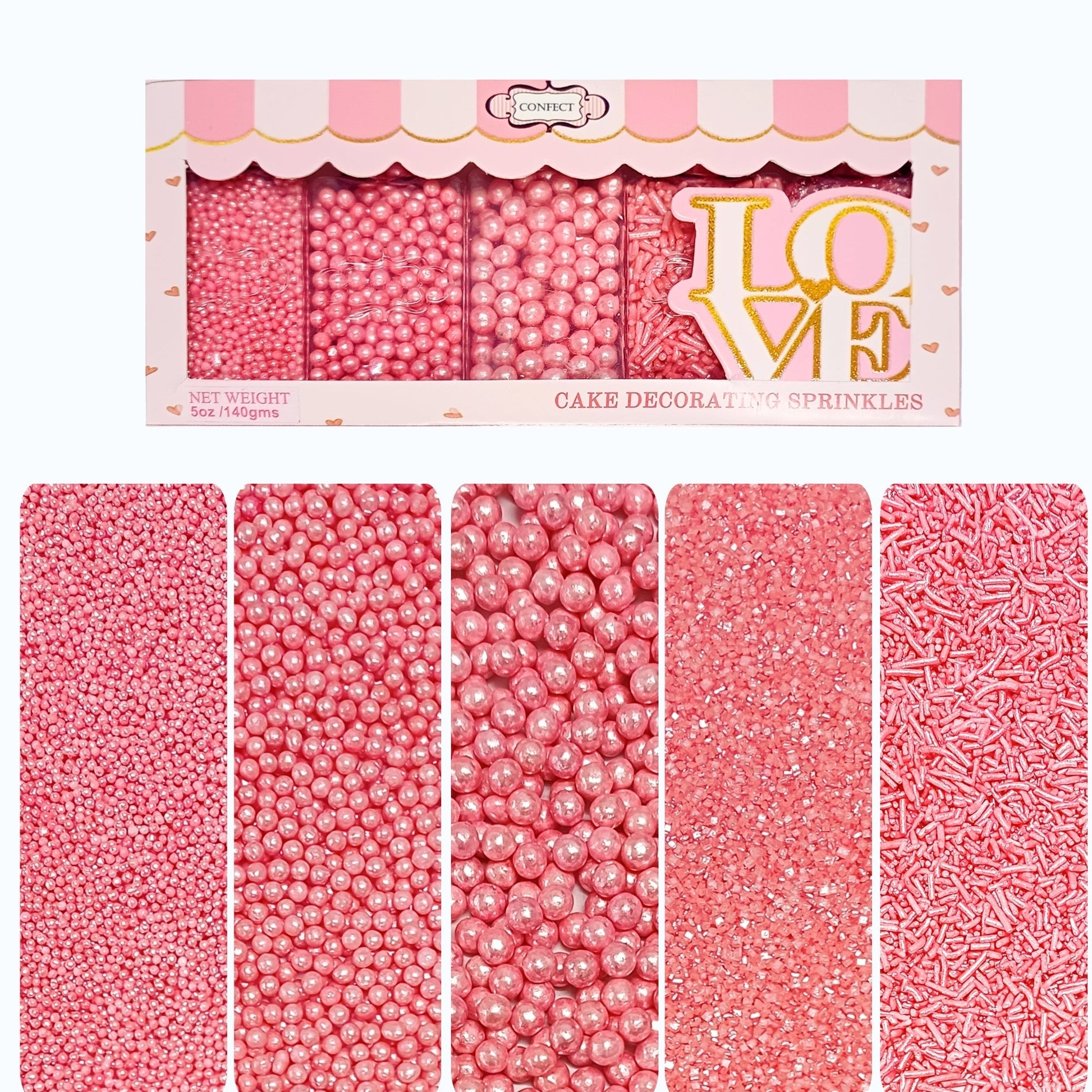 Confect Sprinkles for Cakes & Cupcakes Decoration | USP-27(Valentine Pink)
