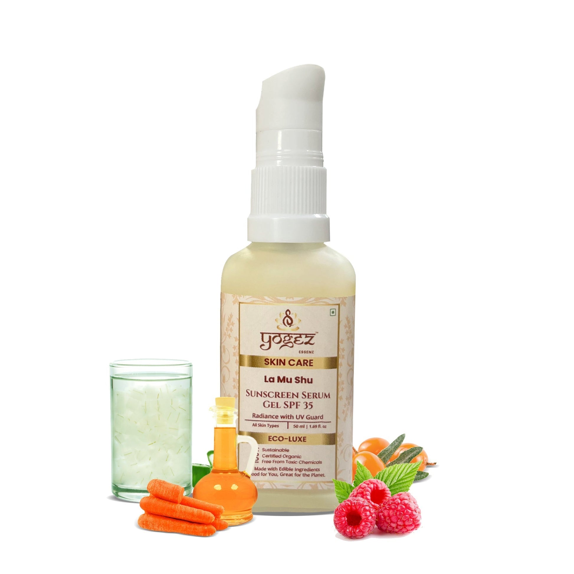 Yogez La Mu Shu Sunscreen Serum Gel SPF 35  Grab2Buy Yogez Grab2Buy