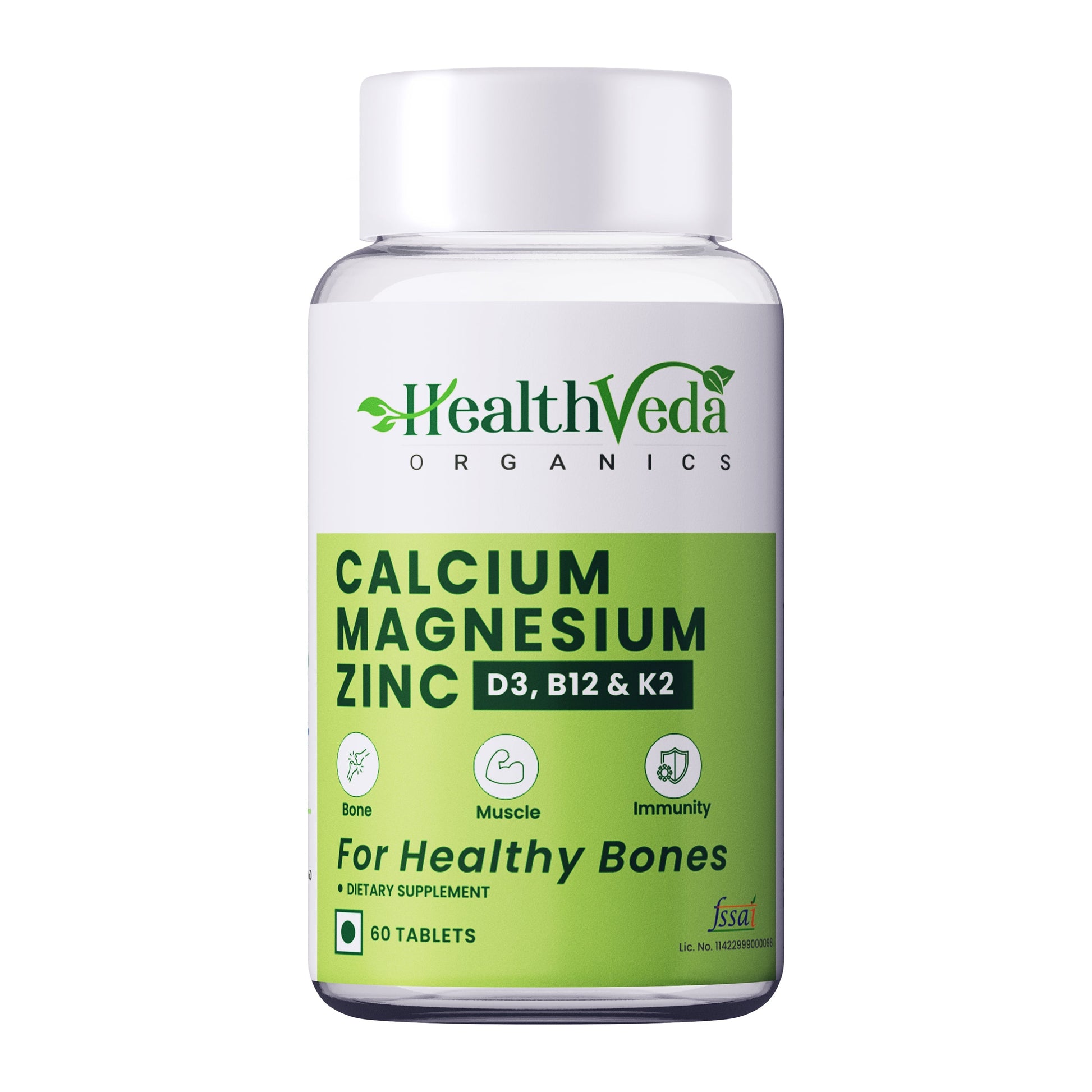 Health Veda Organics Calcium Magnesium & Zinc Vitamin D3 & B12 Tablets 