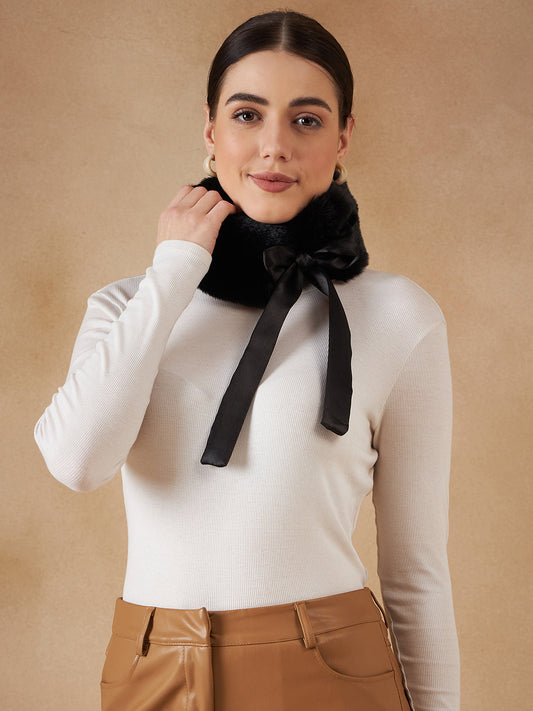 InWeave Women's Black Fur Neckpiece 