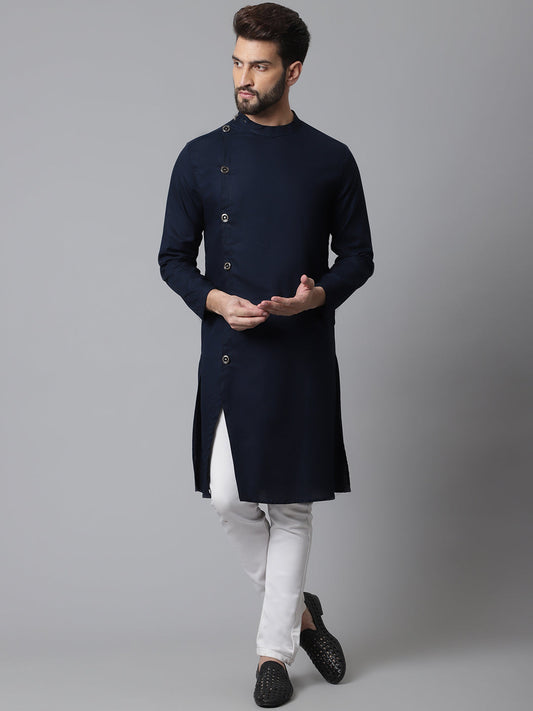 Indian Clothing Even Apparels Blue Sherwani Kurta With Asymetrical Cut 