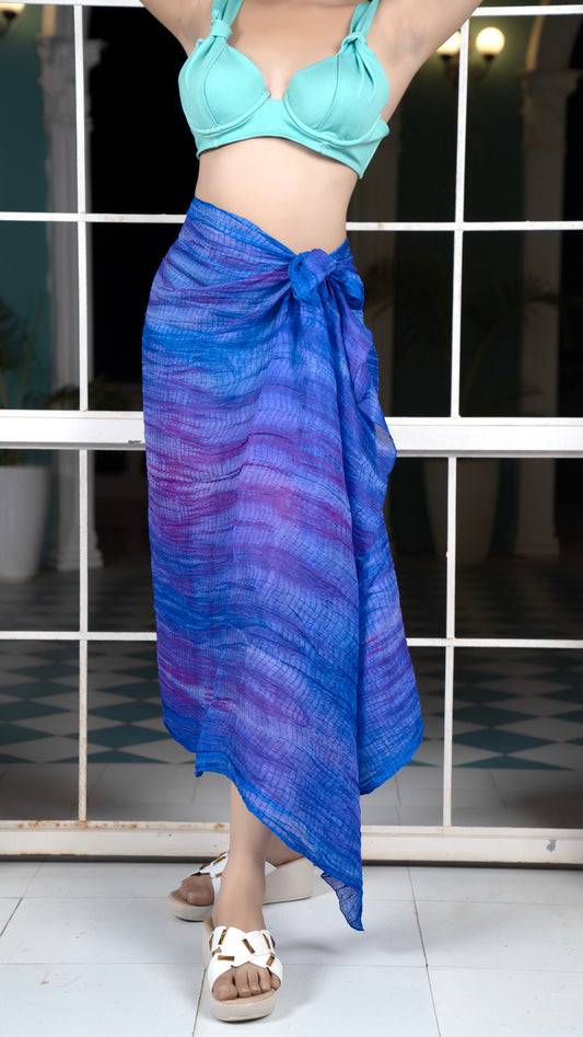 Noroke Silk Ultramarine Silk Sarong - Blue | Swadesiicart