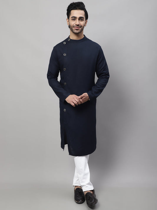 Even Apparels Blue Sherwani Kurta With Asymetrical Cut 