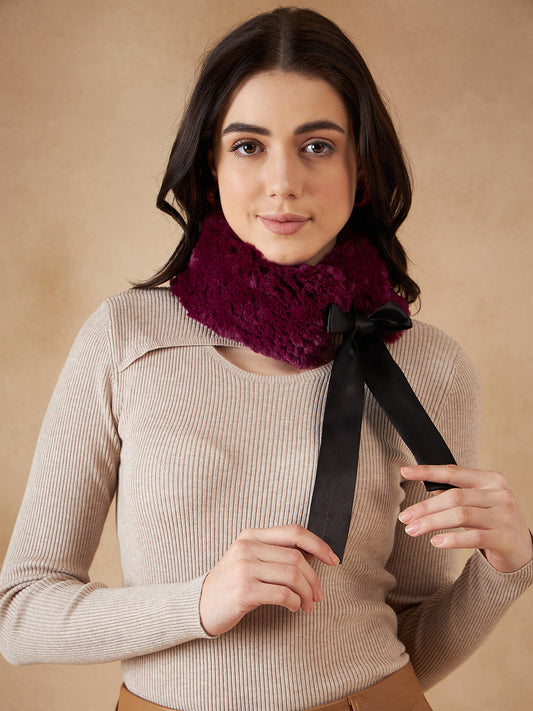 InWeave Women's Burgundy Fur Neckpiece 