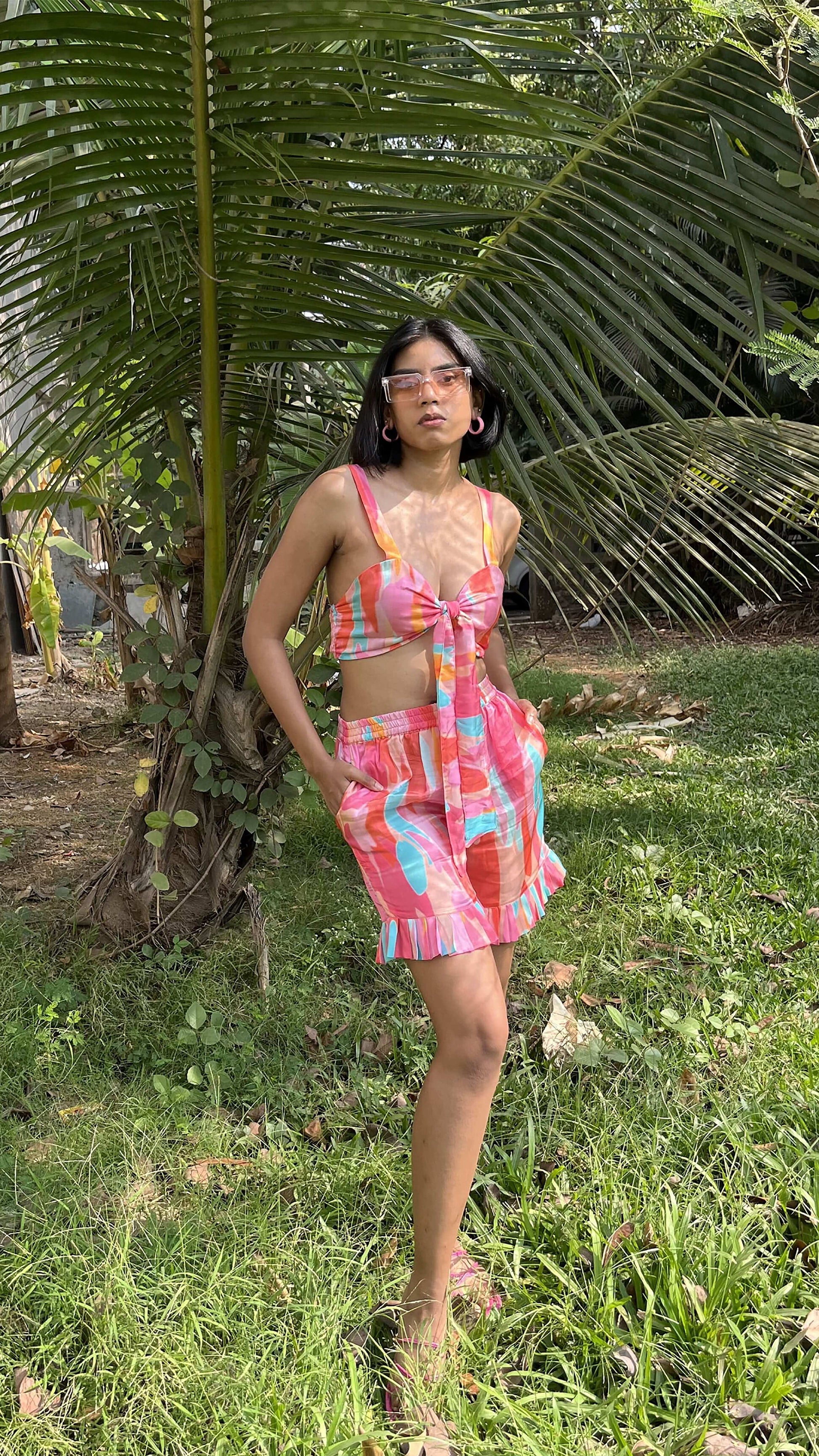 Noroke Modal satin Marble Print Co-Ord Set Women 