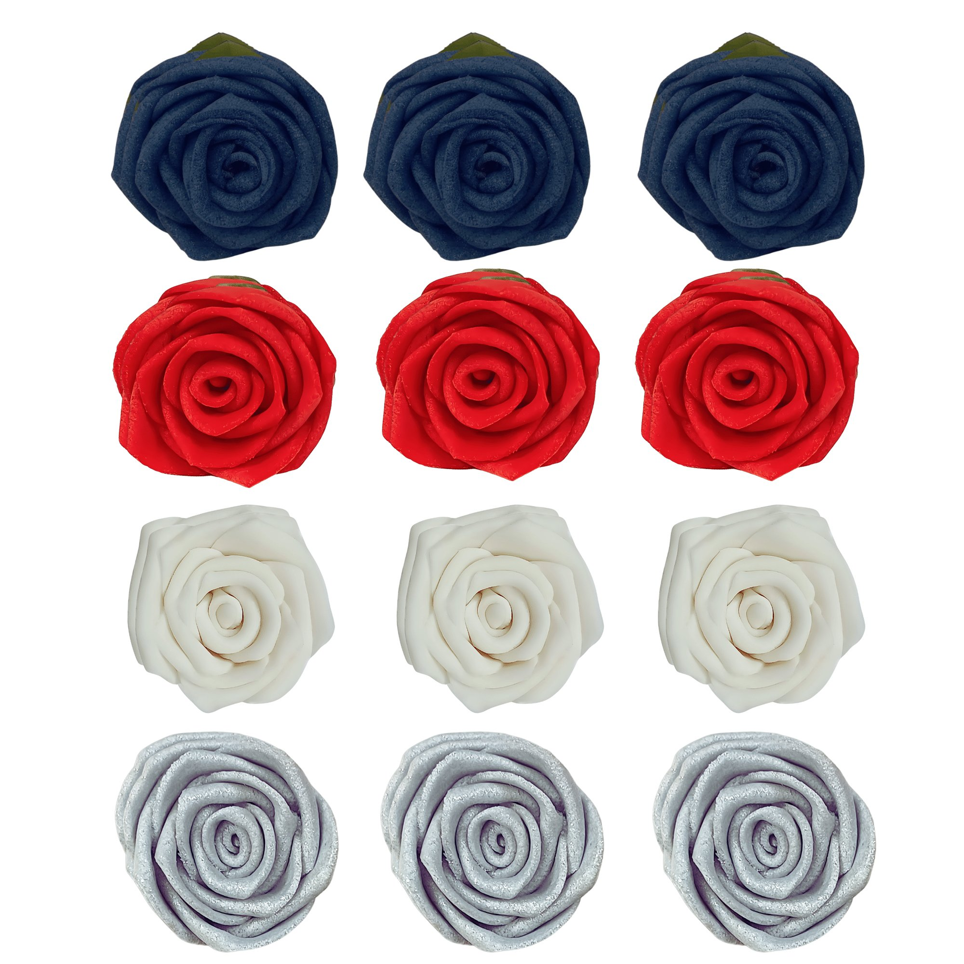 Confect Edible Sugar Roses Cake Toppers - Pack of 12 (01)