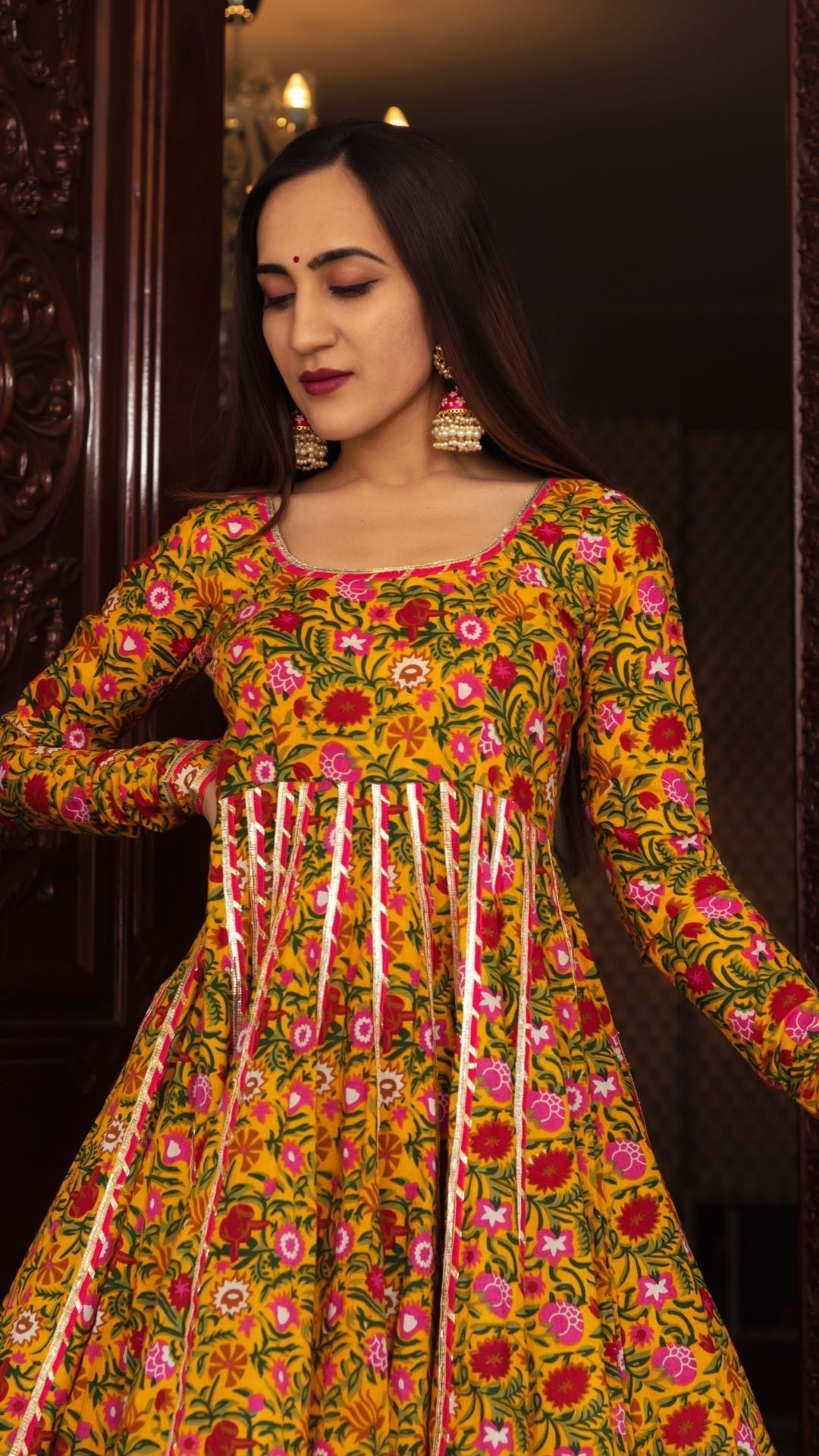 Pomcha Jaipur Mastani Cotton Anarkali Plazo Set 