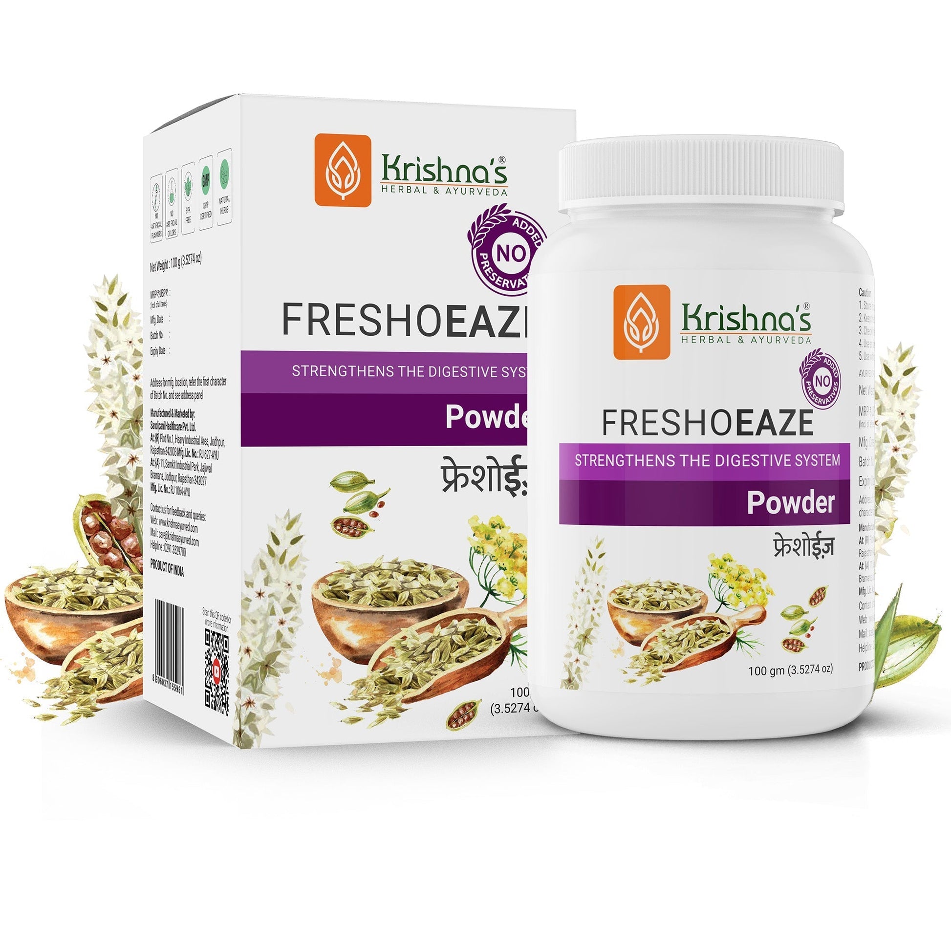 Krishna'S Herbal & Ayurveda Freshoeaze Powder 