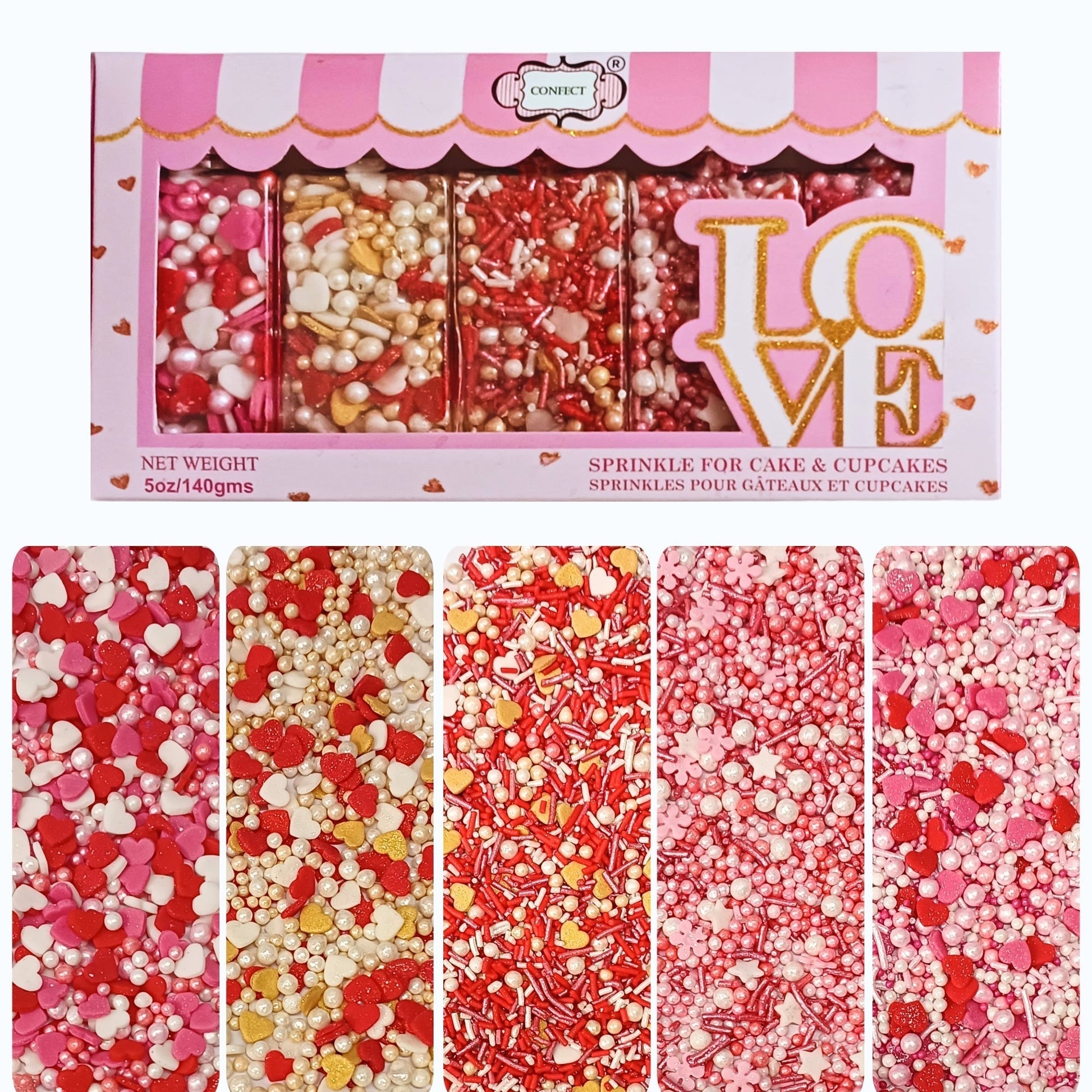 Confect Valentine Sprinkles | 08 Edible Decoration for Baking & Dessert  Grab2Buy Confect Grab2Buy