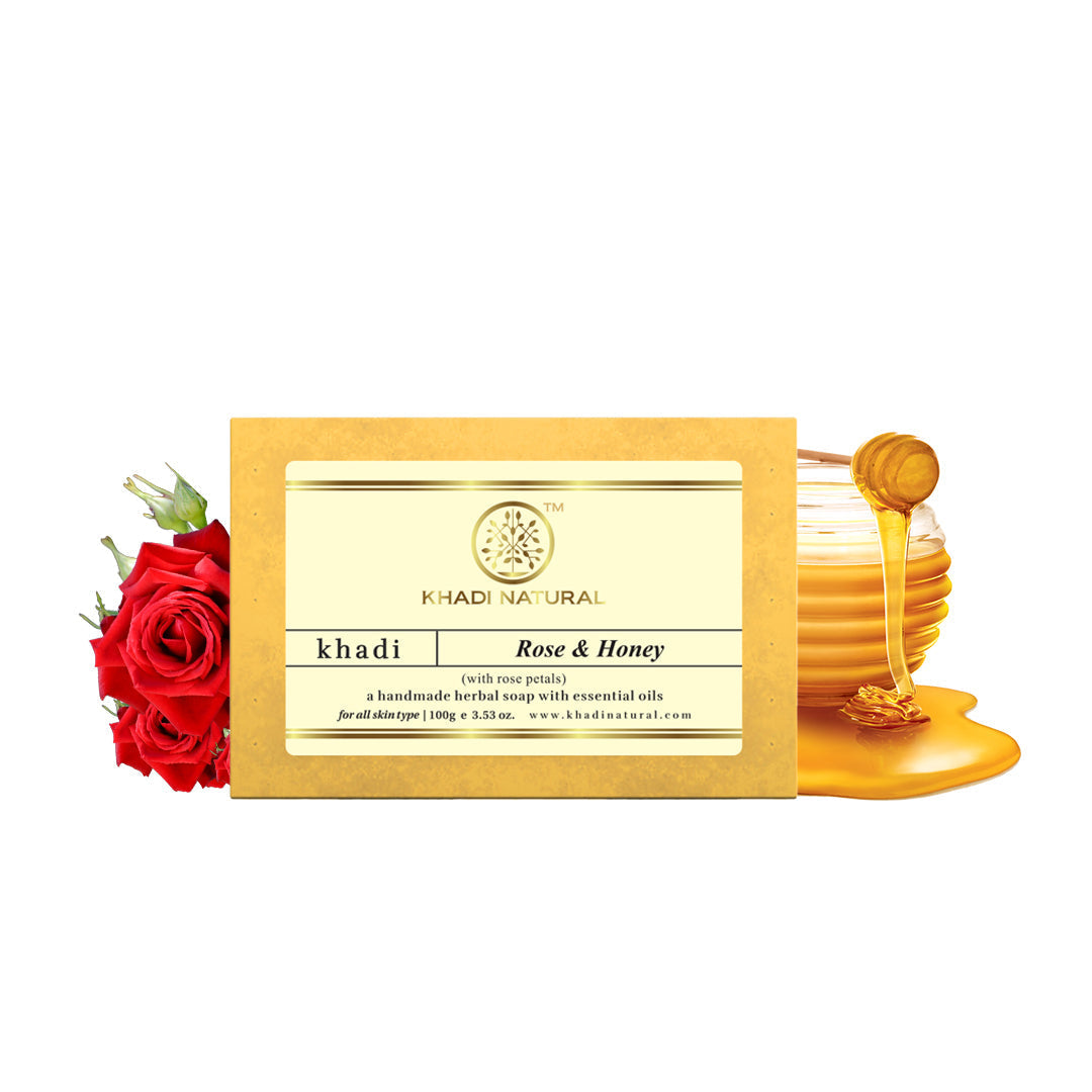 Khadi Natural Rose & Honey With Rose Petals Soap Combo Pack Of 5 – 100gm Each 