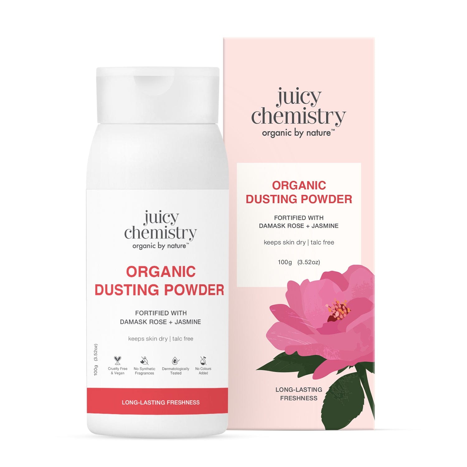 Organic Dusting Powder Fortified Damask Rose + Jasmine 