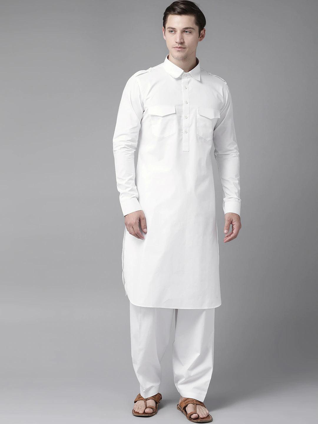 Fabmade White Pathani Suit
