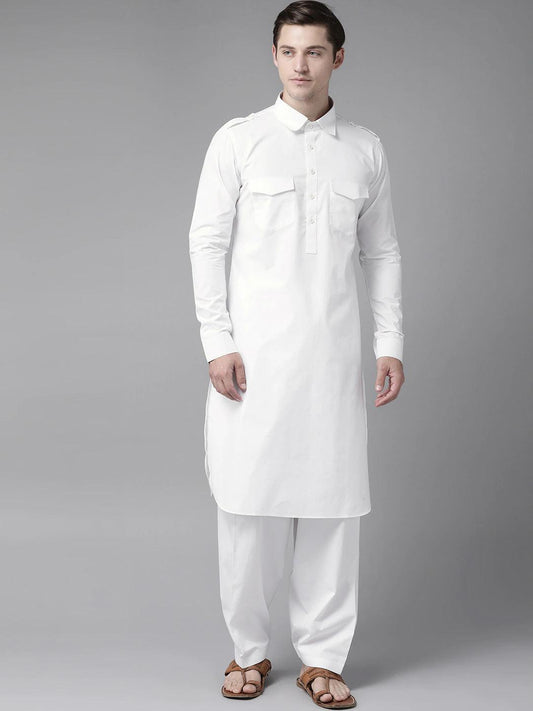 Fabmade White Pathani Suit