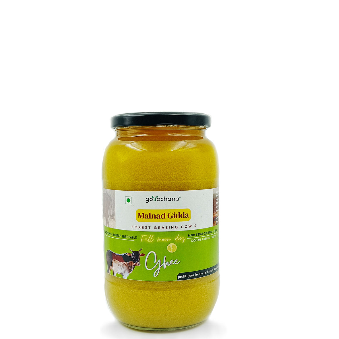 Gorochana 100% Source Traceable Desi Malnad Gidda A2 Full Moon Day Bilona Cow Ghee | Pure Ghee | Organic Ghee 