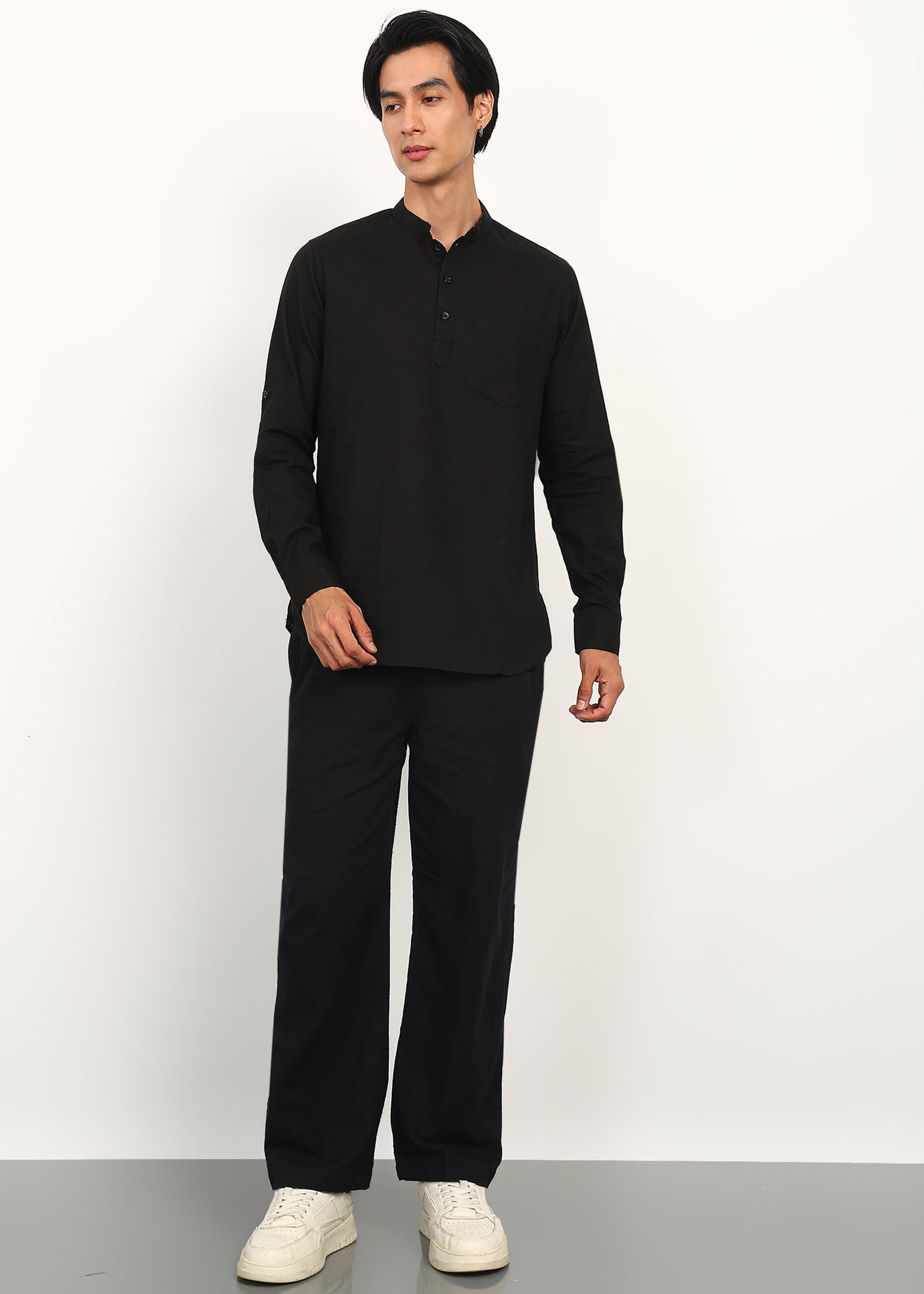 Fabmade Noir Linen Kurta Set