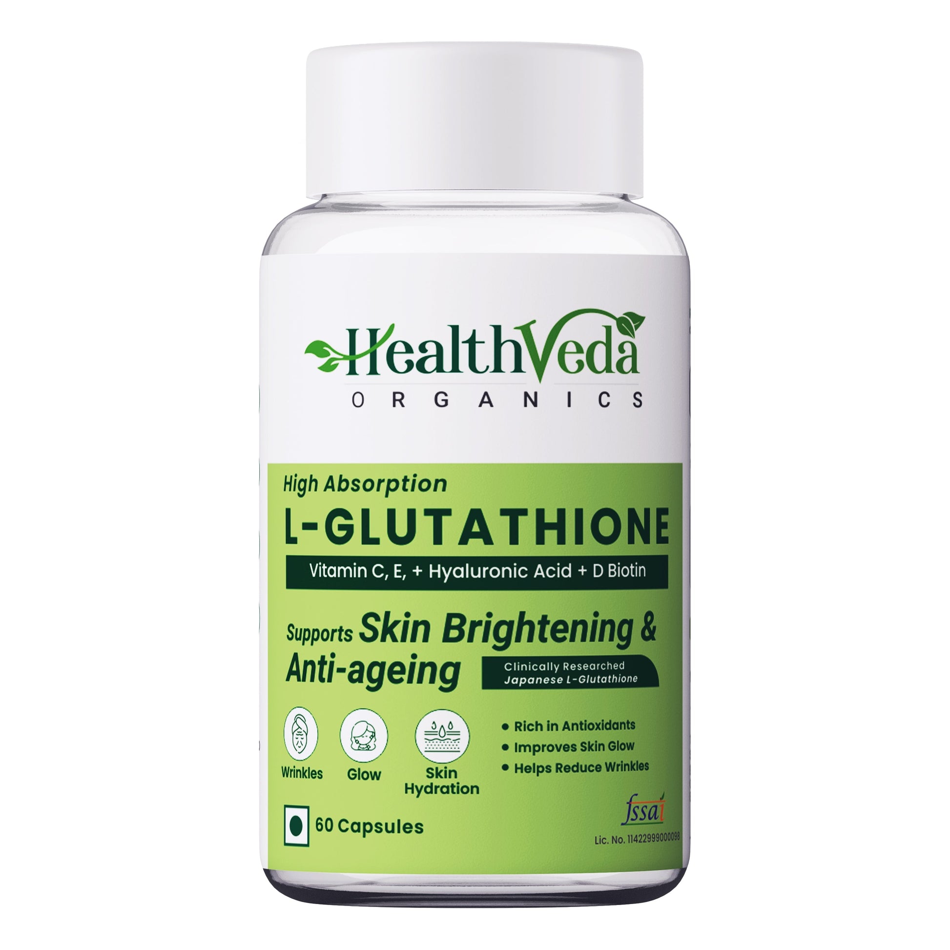 Health Veda Organics L-Glutathione Capsules 